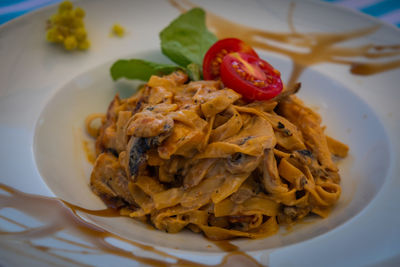 Close-up of meal served in plate