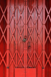 Closed red metallic gate