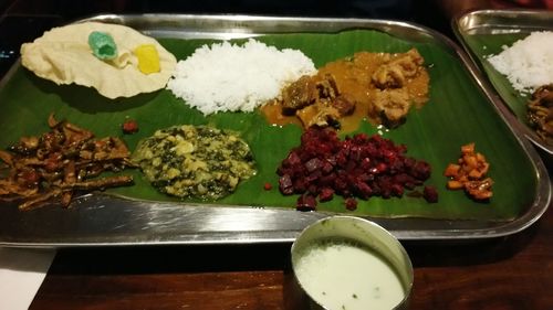 High angle view of food on table