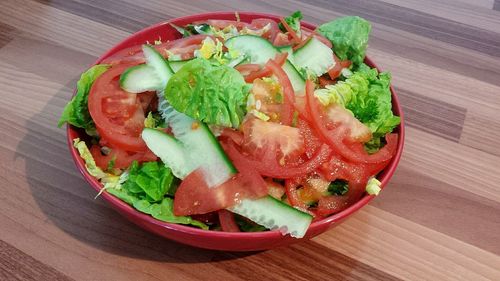 Close-up of salad in plate on table