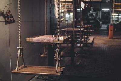 Close-up of empty chairs