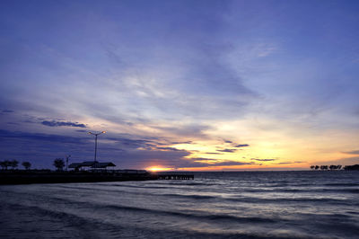 View of calm sea at sunset