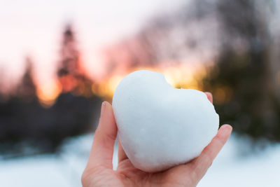 Close-up of person holding heart shape