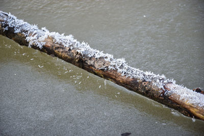 High angle view of frozen river