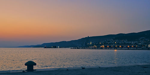 Scenic view of sea against sky at sunset