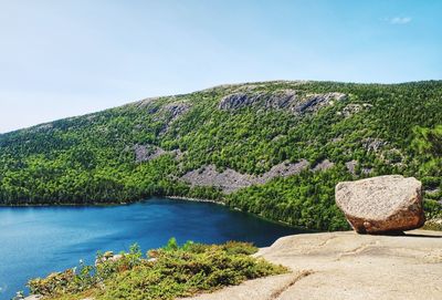 Scenic view of lake against clear sky