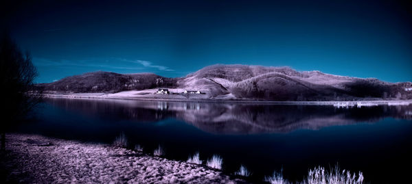 Scenic view of lake and mountains