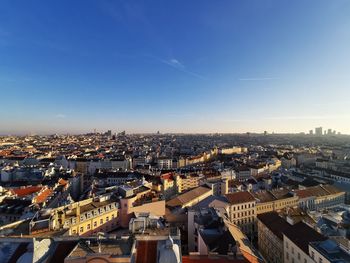 High angle view of townscape against sky