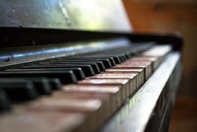 Close-up of piano keys