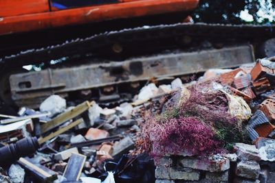 Close-up of abandoned garbage