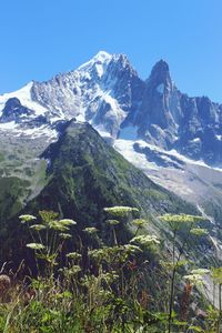 Scenic view of mountains against clear sky