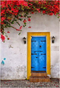 Closed door of building