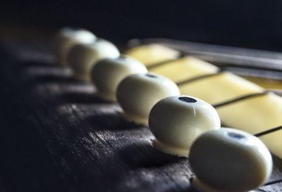 Close-up of candles on table