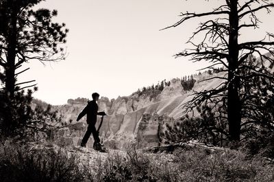 Side view of boy hiking in bryce canyon national park