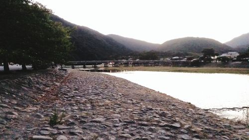 Scenic view of mountains against clear sky