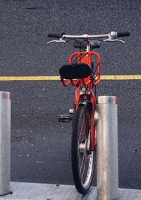 High angle view of bicycle on street