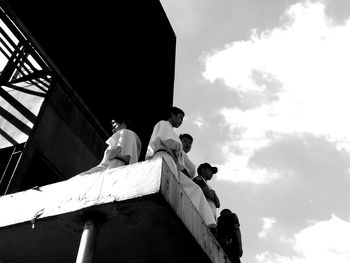 Low angle view of statue against sky