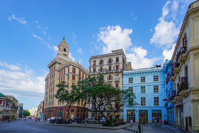 Low angle view of buildings in city