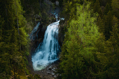 Aerial image of beautiful waterfalls in golling, salzburg, austria