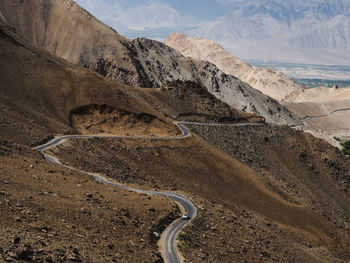 High angle view of road on land