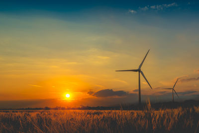 Scenic view of field against sky during sunset