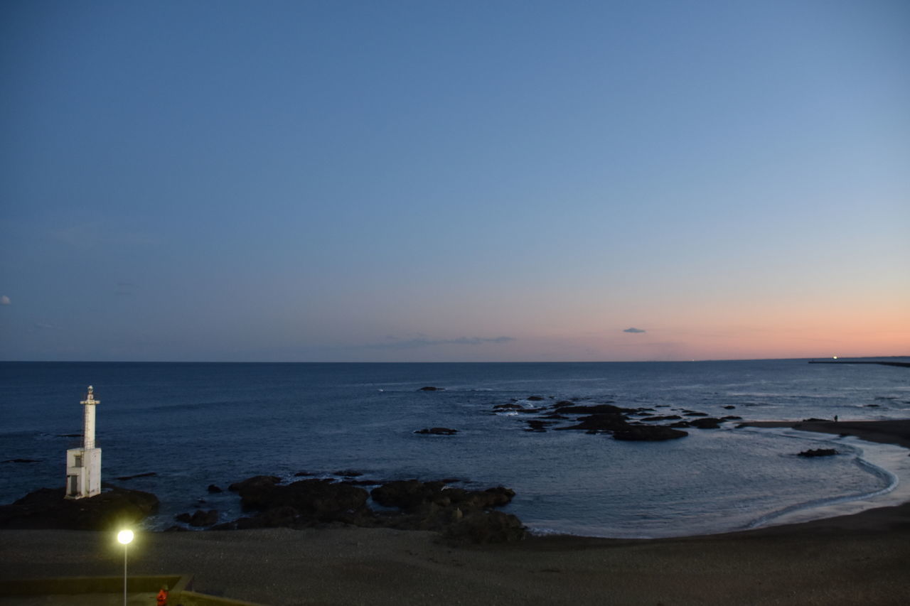 SCENIC VIEW OF SEA AT SUNSET