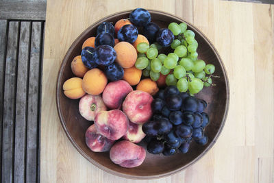 Fruits in bowl on table