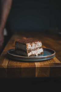 Close-up of dessert in plate on table