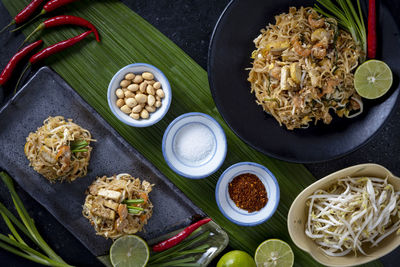 High angle view of food on table