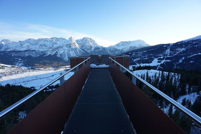 View of snowcapped mountain against clear sky