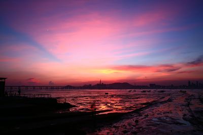 Scenic view of sunset over sea