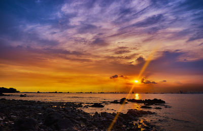 Scenic view of sea at sunset