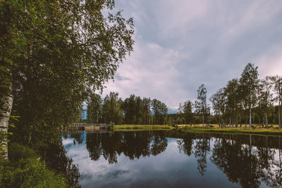 Scenic view of lake against sky