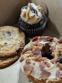 Close-up of cupcakes on table