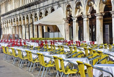 View of empty chairs in building