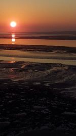 Scenic view of sea at sunset