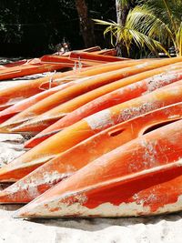 High angle view of fish for sale at market