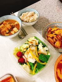 High angle view of food in bowl