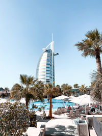 View of modern buildings at beach