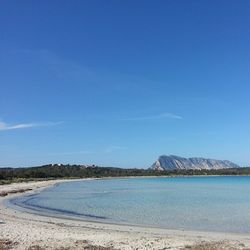 Scenic view of sea against blue sky