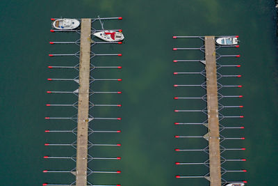 Directly above shot of nautical vessel at harbor