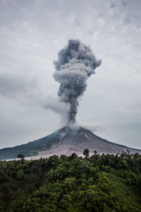 Scenic view of volcanic landscape against sky