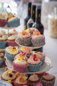 Close-up of cupcakes on table