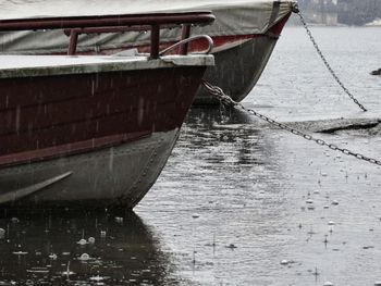 Boat moored on sea