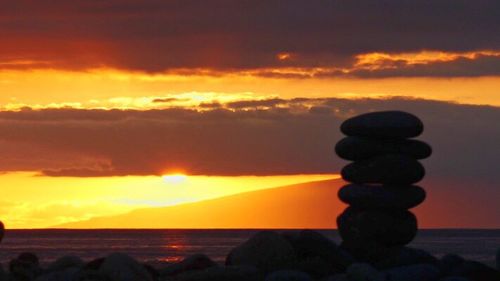 Scenic view of sea at sunset