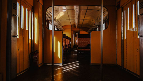 Interior of illuminated train