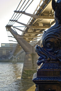 Close-up of statue against sky in city