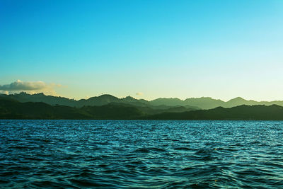 Scenic view of sea against clear sky