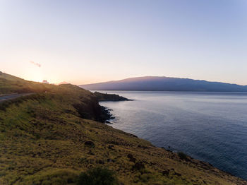 Scenic view of sea against clear sky