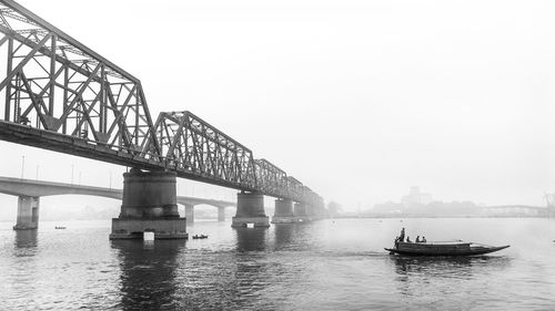 Bridge over river against clear sky